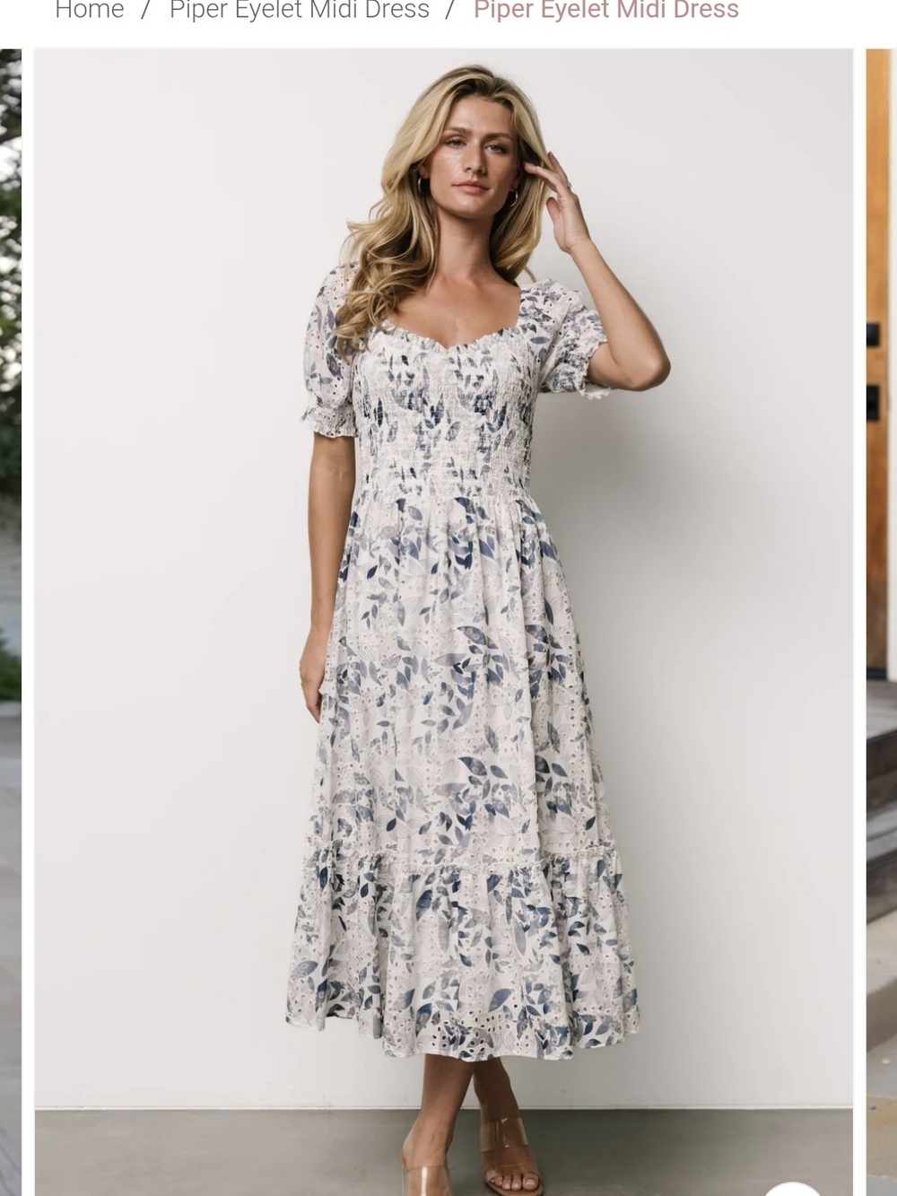 Baltic Born Piper Eyelet Midi Dress Blue And Ivory - Picture 9 of 10